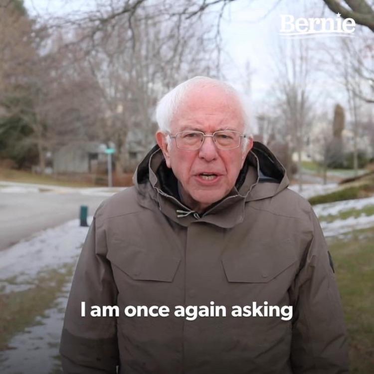 Bernie Pedindo Apoio